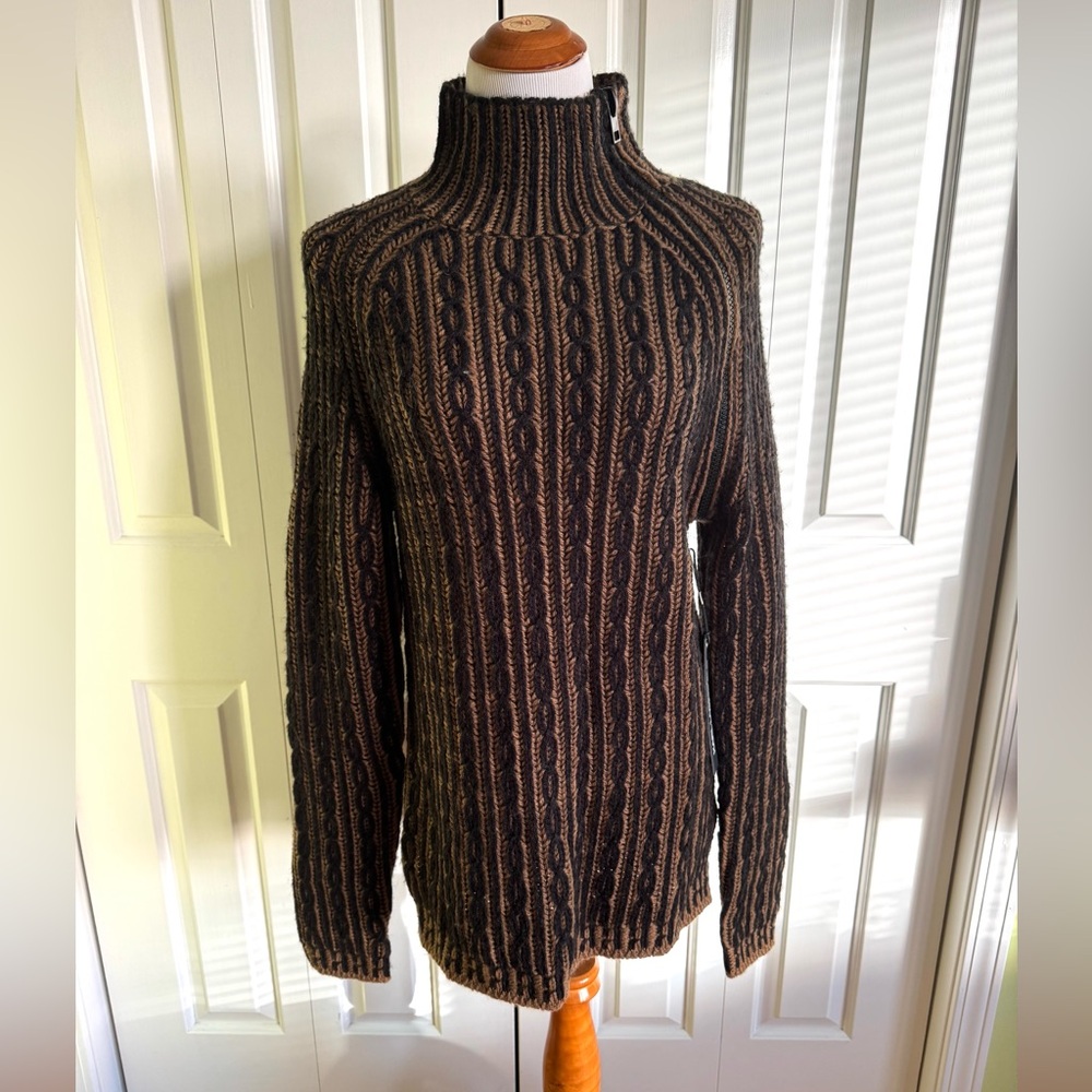 KARL LAGERFELD Women Brown Knit Long Sweater M NWT $229